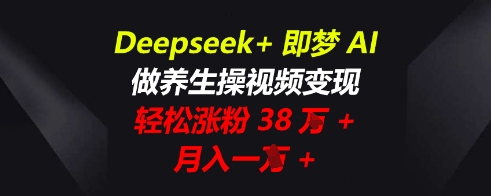 Deepseek+即梦AI，做养生操视频变现，轻松涨粉38W+，月入一W+-网创联盟