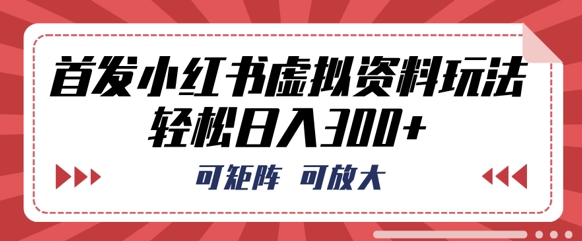 首发小红书虚拟资料玩法,可矩阵,可放大,轻松日入3张-网创联盟