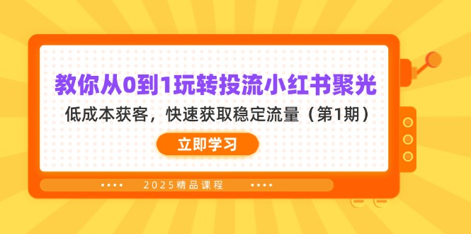 (14260期)教你从0到1玩转投流小红书聚光,低成本获客,快速获取稳定流量(第1期)-网创联盟