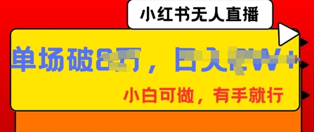 小红书无人直播，纯小白可做，有手就行，单场直播销售额破8w-网创联盟