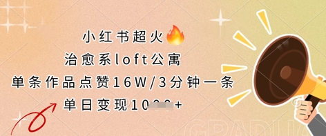 小红书超火的治愈系loft公寓,单条作品点赞16W,3分钟一条,单日变现数张-网创联盟