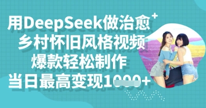 用DeepSeek做治愈乡村怀旧风格视频，爆款轻松制作，当日最高变现多张-网创联盟